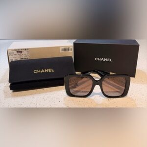 CHANEL Black and Gold Sunglasses